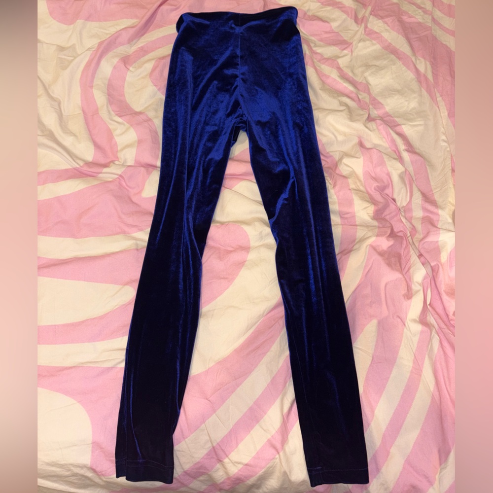 Vintage blue velvet leggings, size large.